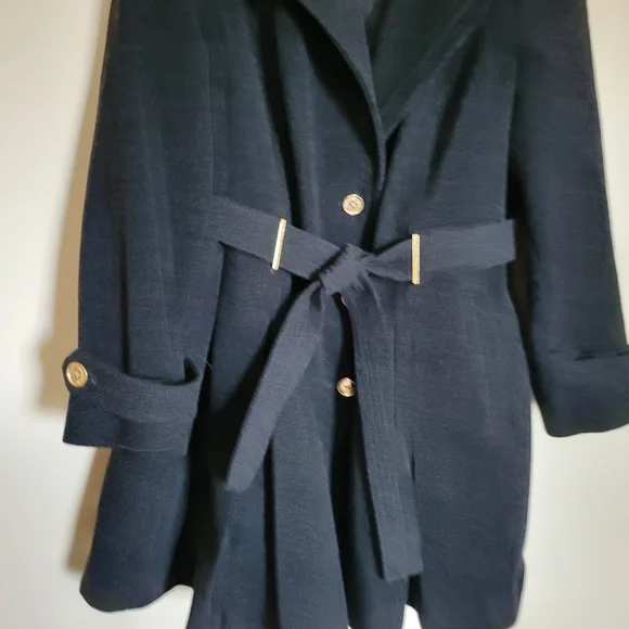 Michael Kors Womens Charcoal Gray Wool Blend Trench Coat Sz 16W - Picture 8 of 13